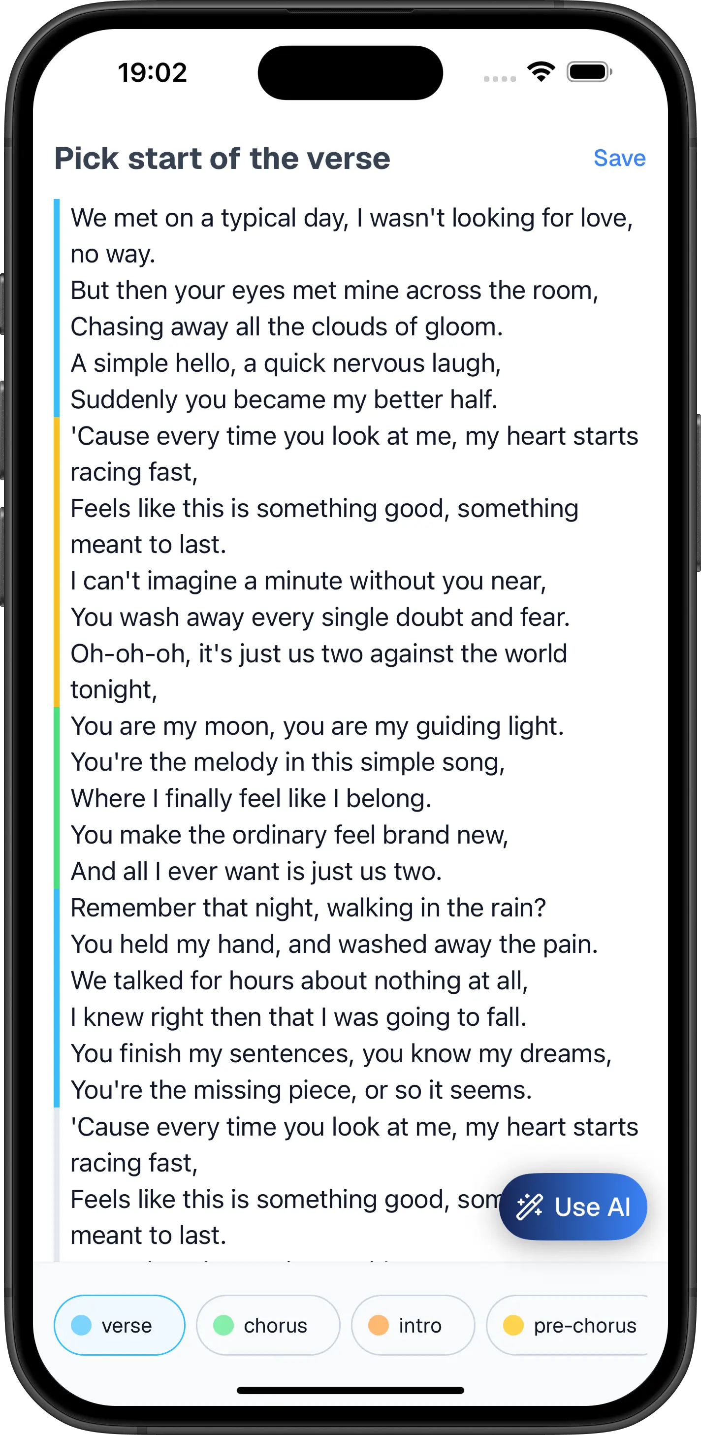 Intuitive chunking interface that helps you memorize lyrics quickly